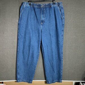 Harbor Bay Mens 2XL/30 Blue Elastic Waist Relaxed Fit Straight Leg Denim Jeans